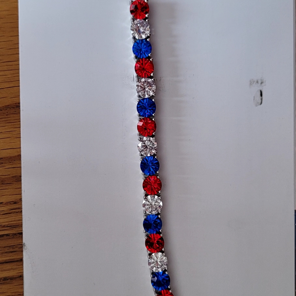 Park Lane Red, Blue & Clear Crystal Tennis Bracelet